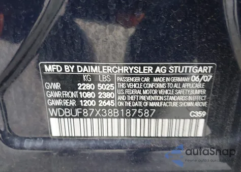 2008 Mercedes-Benz E 350 4Matic z USA, uszkodzony, nr VIN WDBUF87X38B187587